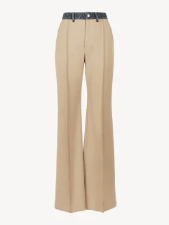 Women Chloé Bimaterial Flared Trousers