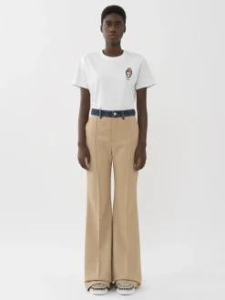 Women Chloé Bimaterial Flared Trousers