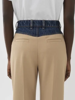 Women Chloé Bimaterial Flared Trousers