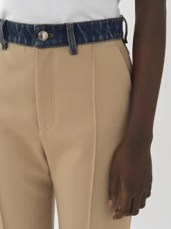 Women Chloé Bimaterial Flared Trousers
