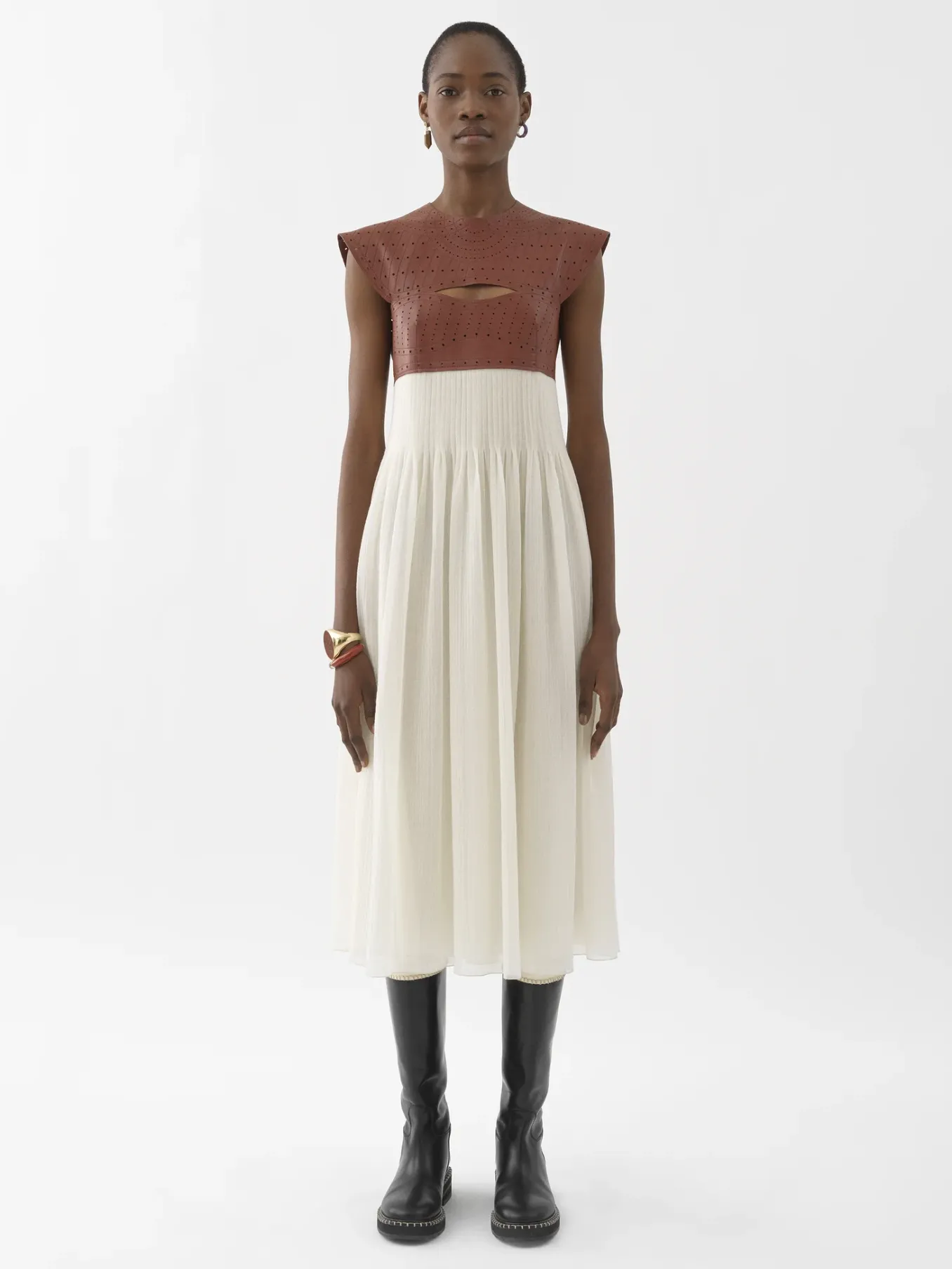 Women Chloé Bi-Material Midi Dress