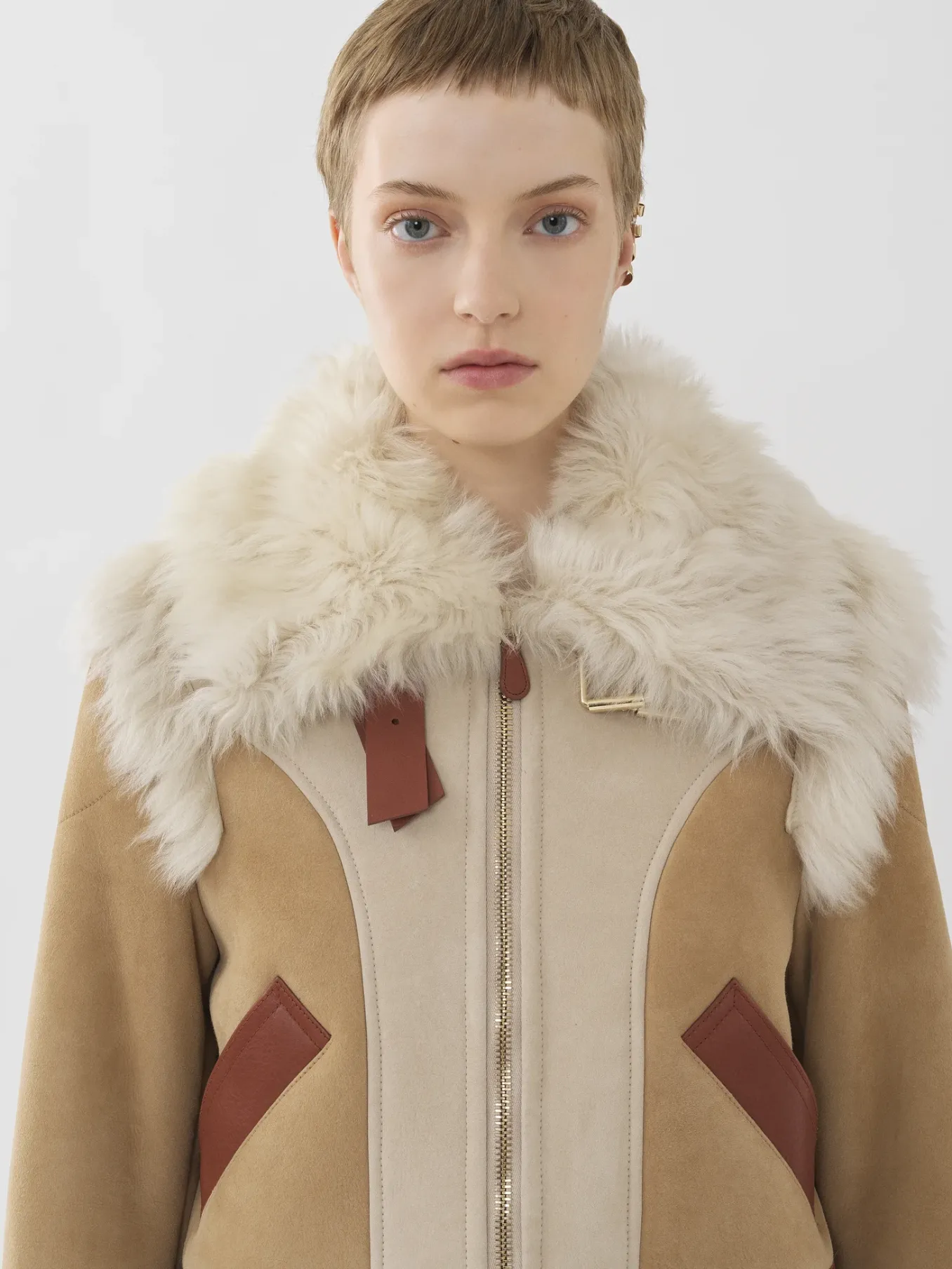 Women Chloé Patchwork Aviator Jacket