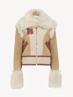 Women Chloé Patchwork Aviator Jacket