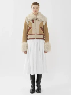 Women Chloé Patchwork Aviator Jacket