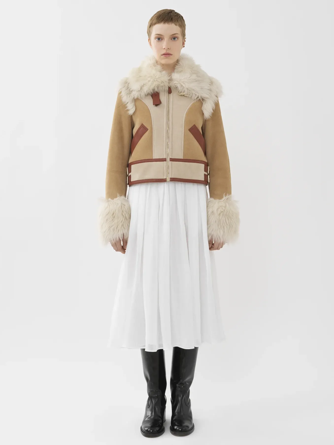 Women Chloé Patchwork Aviator Jacket