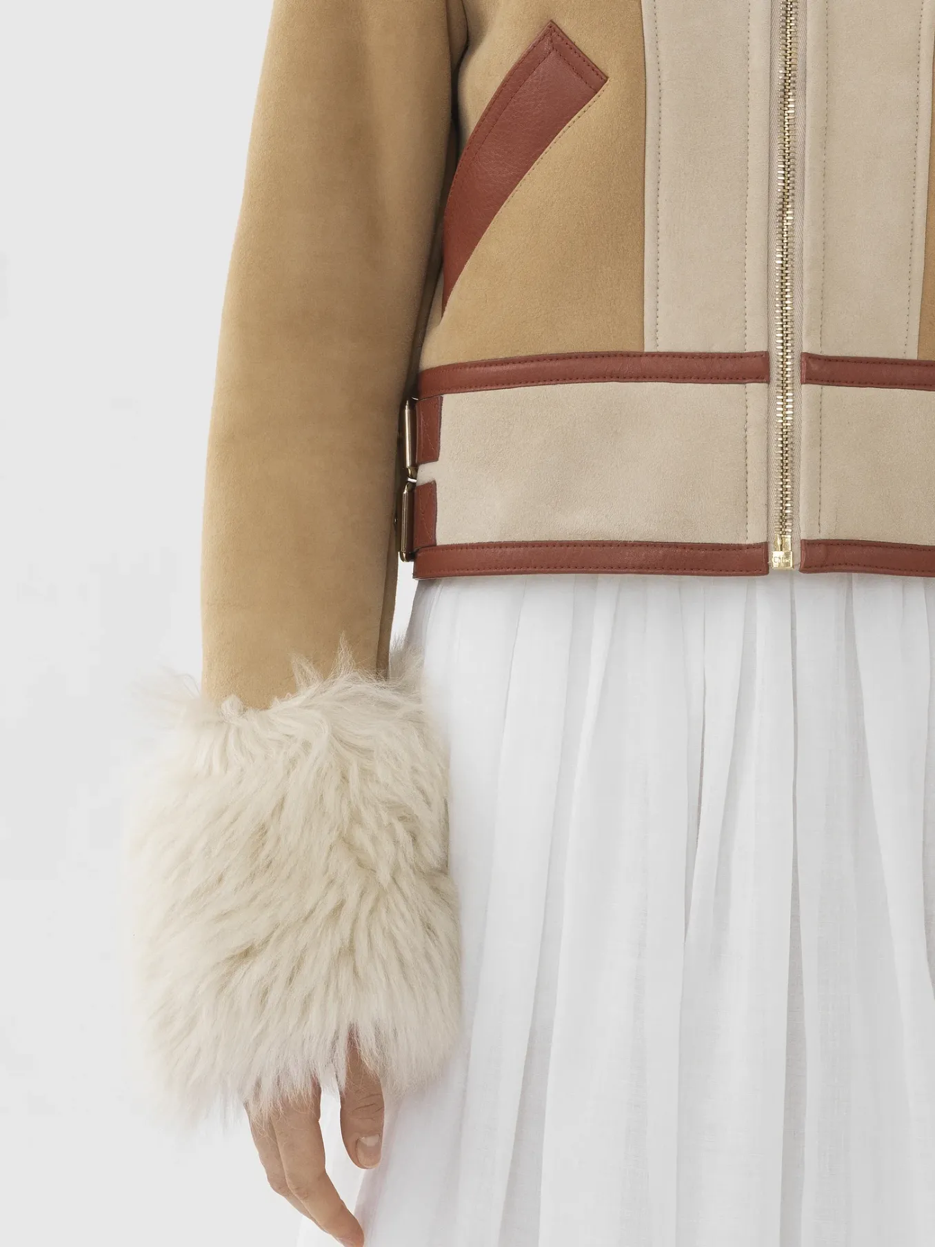 Women Chloé Patchwork Aviator Jacket