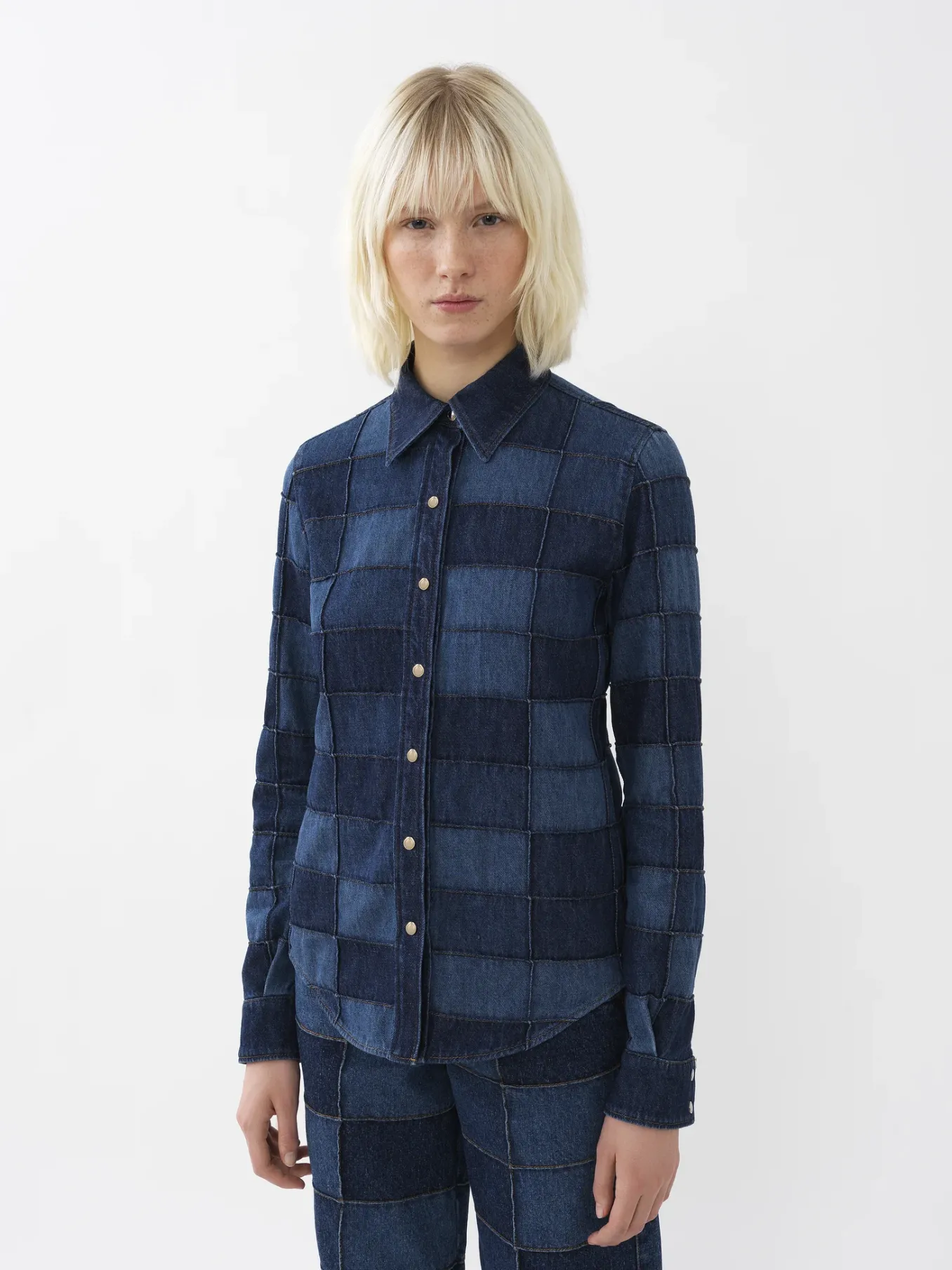 Women Chloé Patchwork Denim Shirt