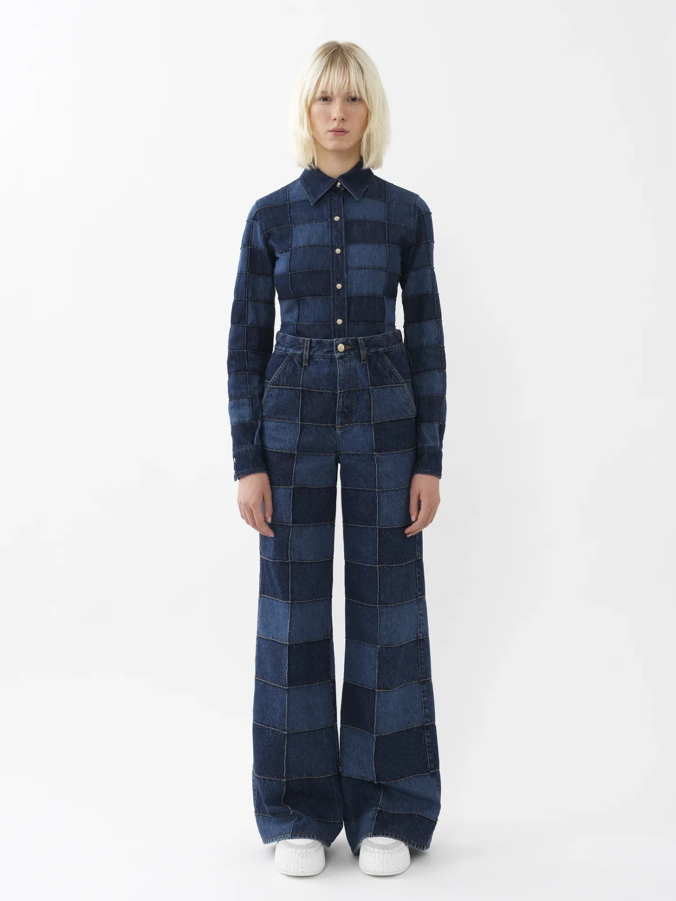 Women Chloé Patchwork Denim Shirt
