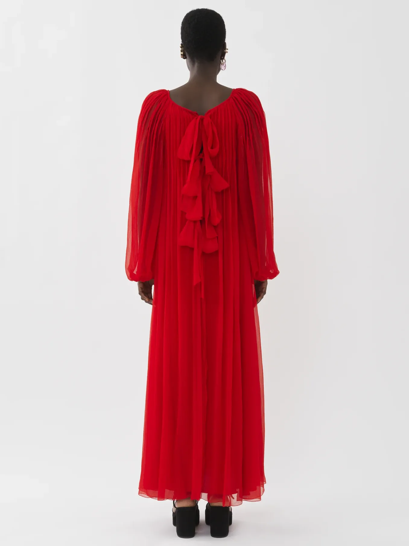 Women Chloé Pleated Long Sleeves Dress