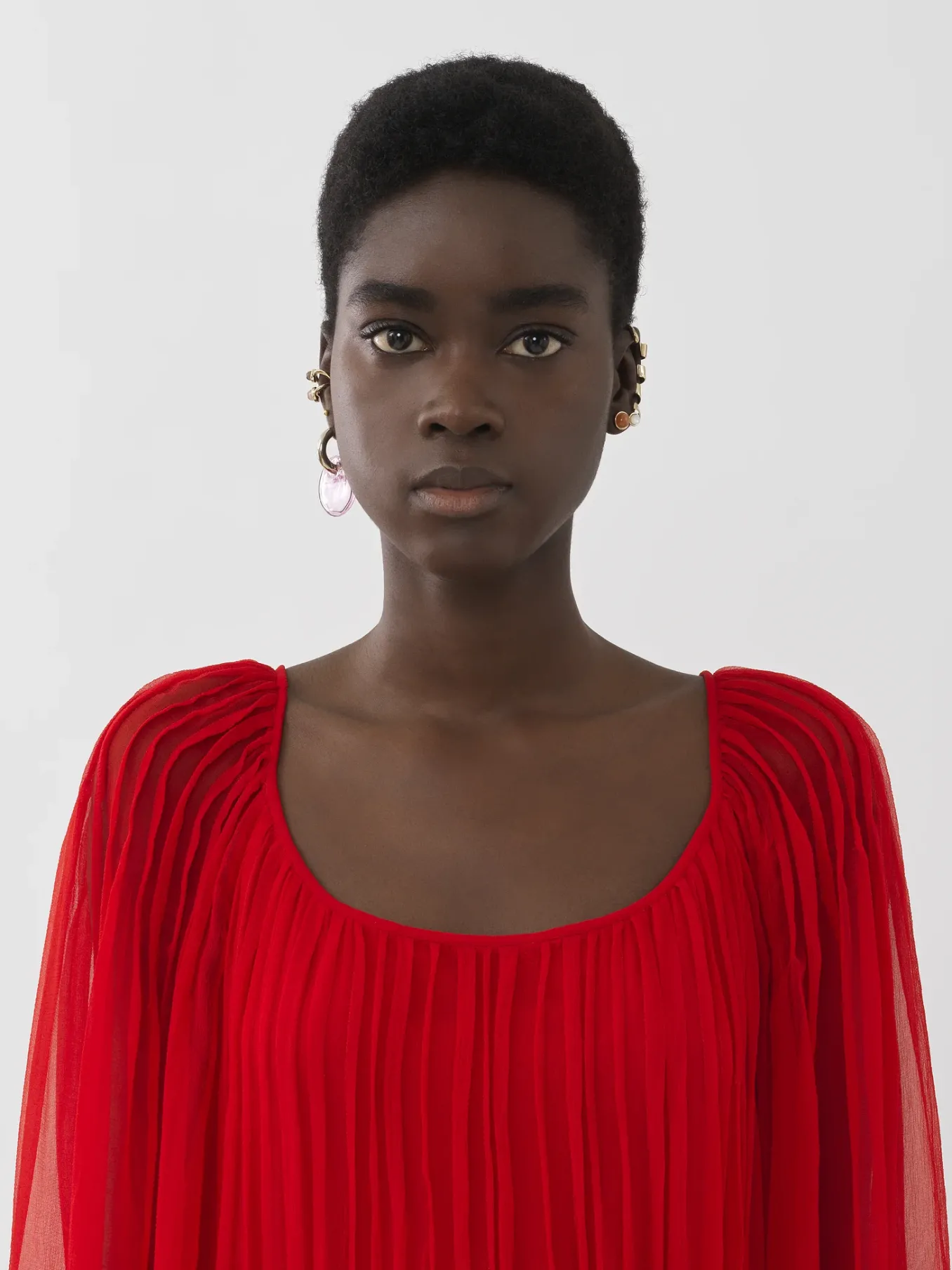 Women Chloé Pleated Long Sleeves Dress